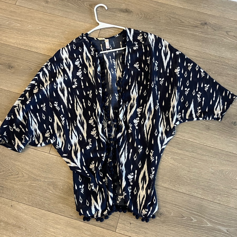 Xhilaration Kimono Navy/cream